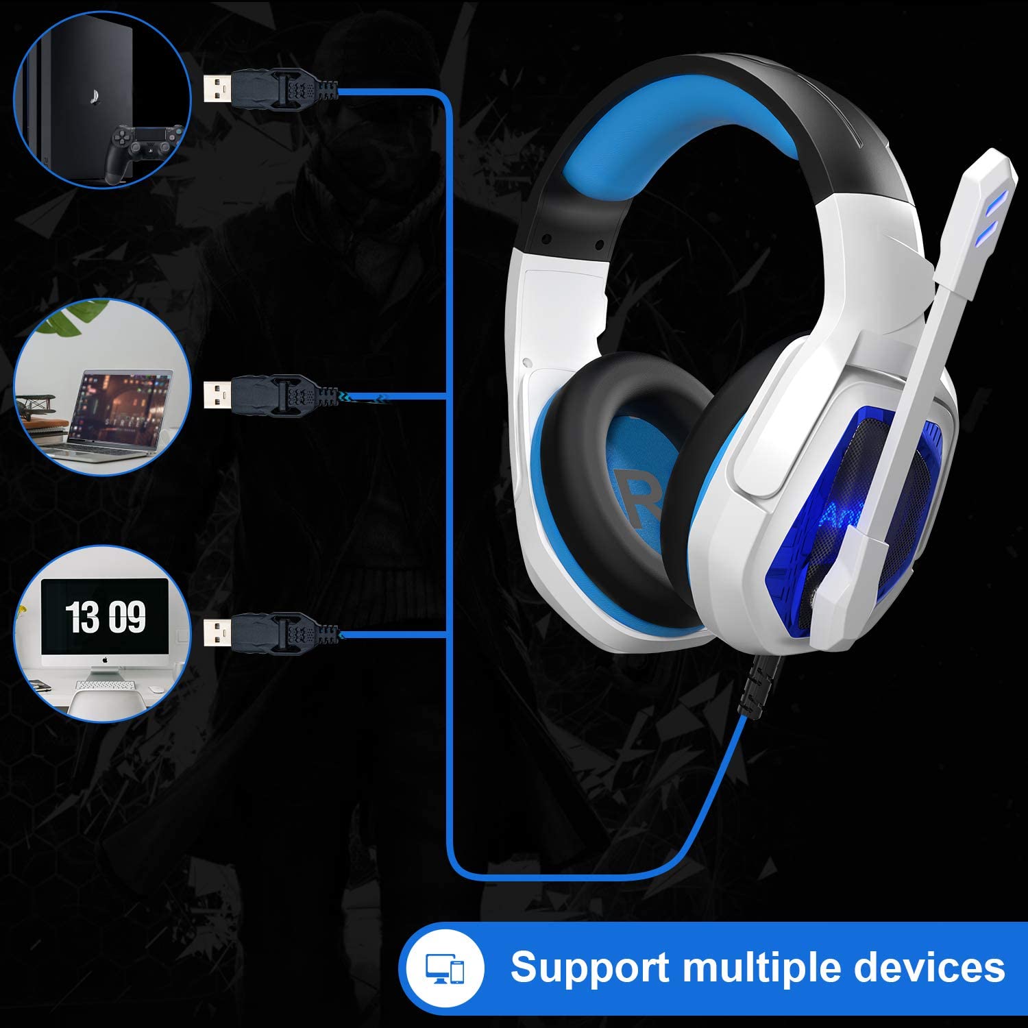 ANIVIA MH901 Head-mounted USB Wired Stereo 7.1 Surround Sound E-sports Headphone Computer Gaming Headset ANIVIA MH901 Head-mounted USB Wired Stereo 7.1 Surround Sound E-sports Headphone Computer Gaming Headset